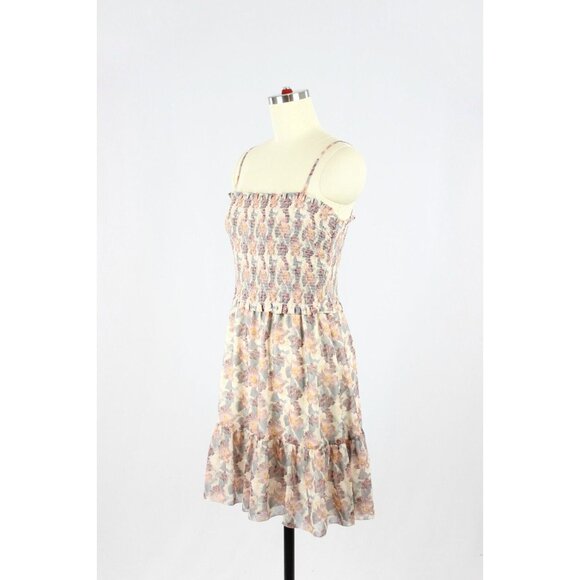 Aritzia WILFRED Tempest Floral Chiffon Ruffle Smocked Tiered Mini Dress, Size M - Picture 4 of 16